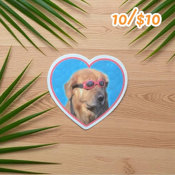 Cool Dog Heart Sticker – Approx. 2 3/4” - Picture 1 of 1